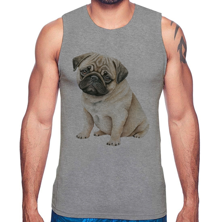Regata Cachorro Pug - Cinza