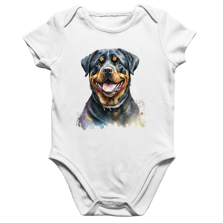 Body Bebê Algodão Cachorro Rottweiler - Branco