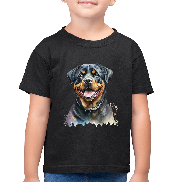 Camiseta Algodão Infantil Cachorro Rottweiler