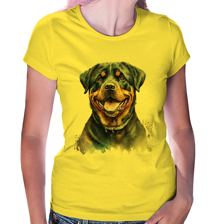 Baby Look Cachorro Rottweiler - Amarela