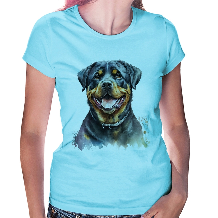Baby Look Cachorro Rottweiler - Azul Bebê
