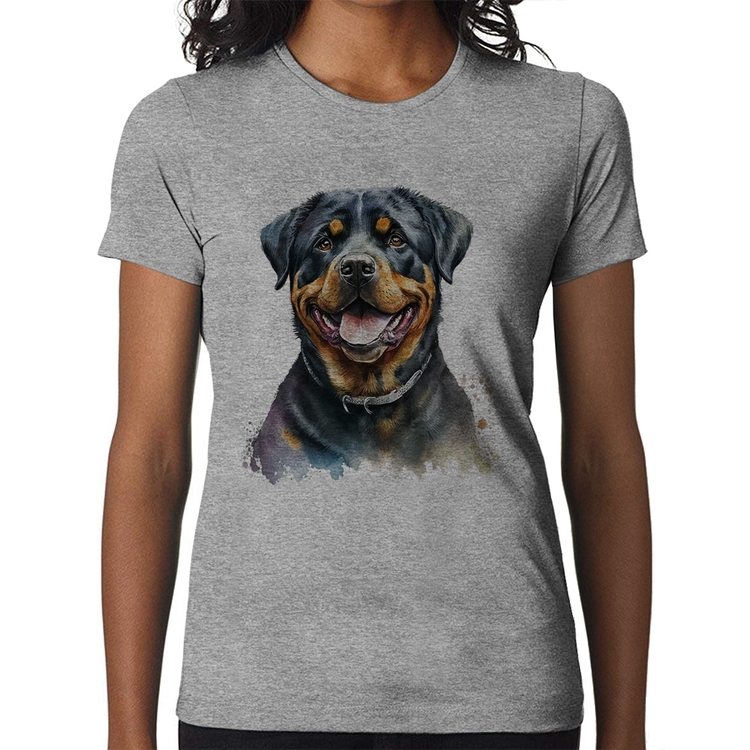 Baby Look Cachorro Rottweiler - Cinza