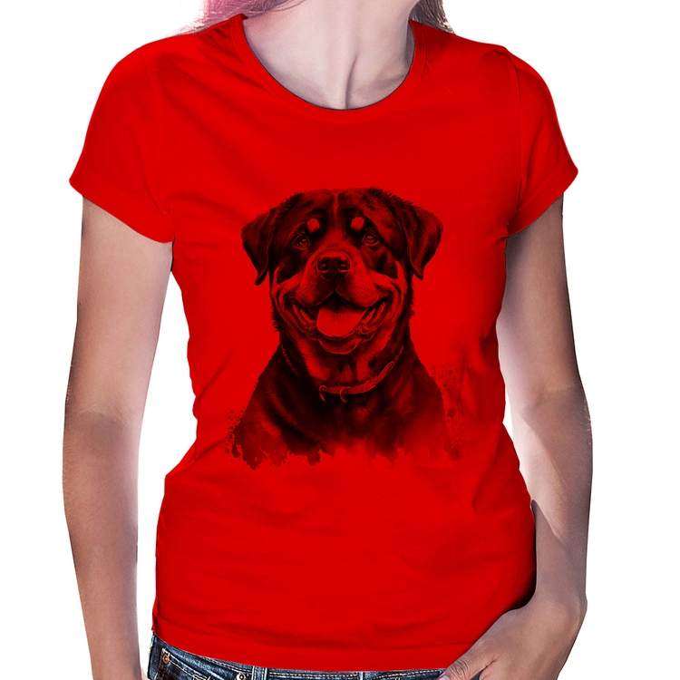 Baby Look Cachorro Rottweiler - Vermelha
