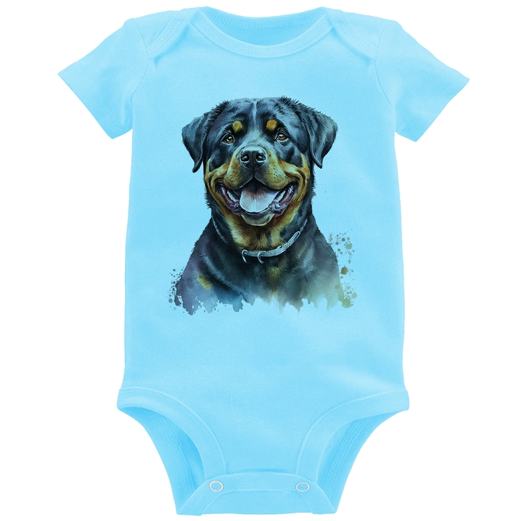 Body Bebê Cachorro Rottweiler - Azul Bebê