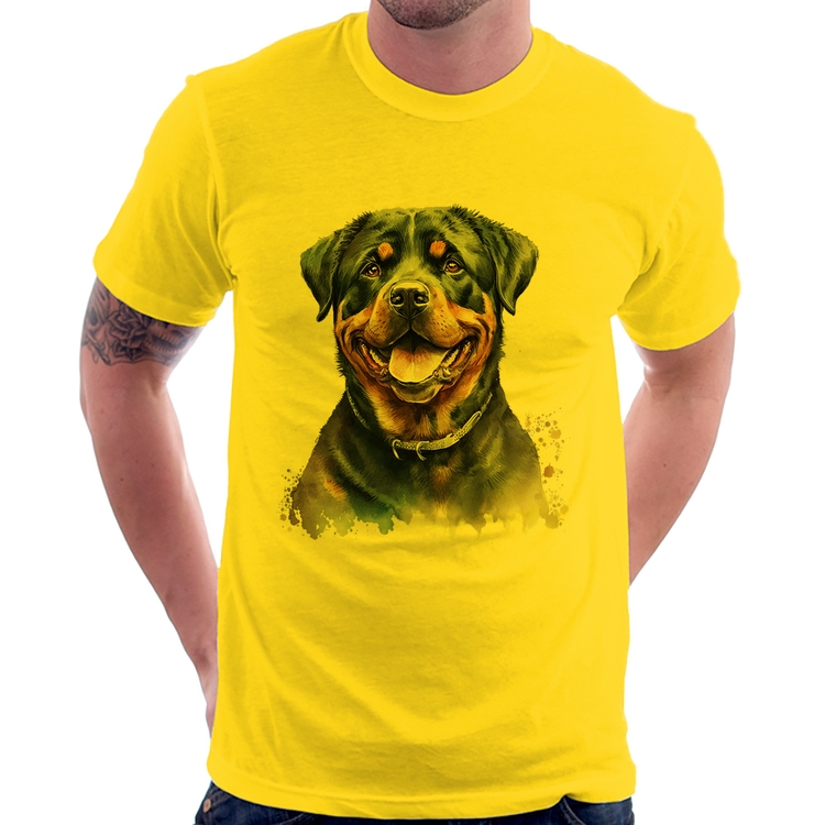 Camiseta Cachorro Rottweiler - Amarela