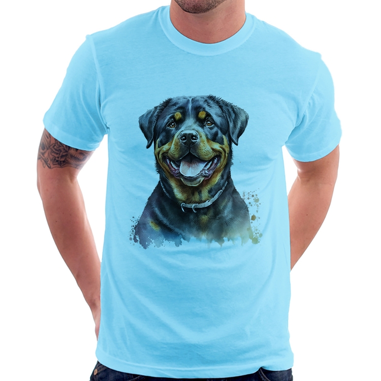 Camiseta Cachorro Rottweiler - Azul Bebê