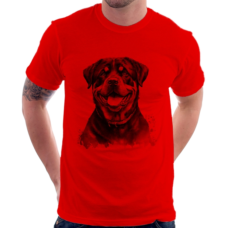 Camiseta Cachorro Rottweiler - Vermelha