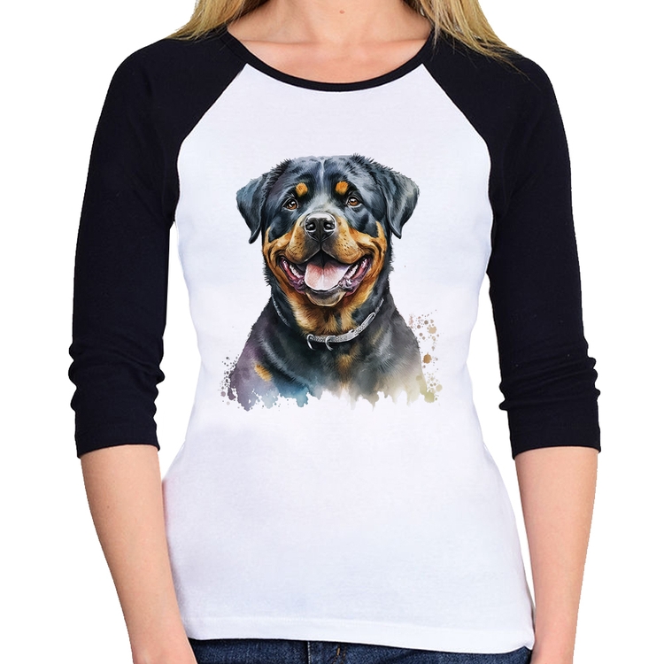 Baby Look Raglan Cachorro Rottweiler Manga 3/4