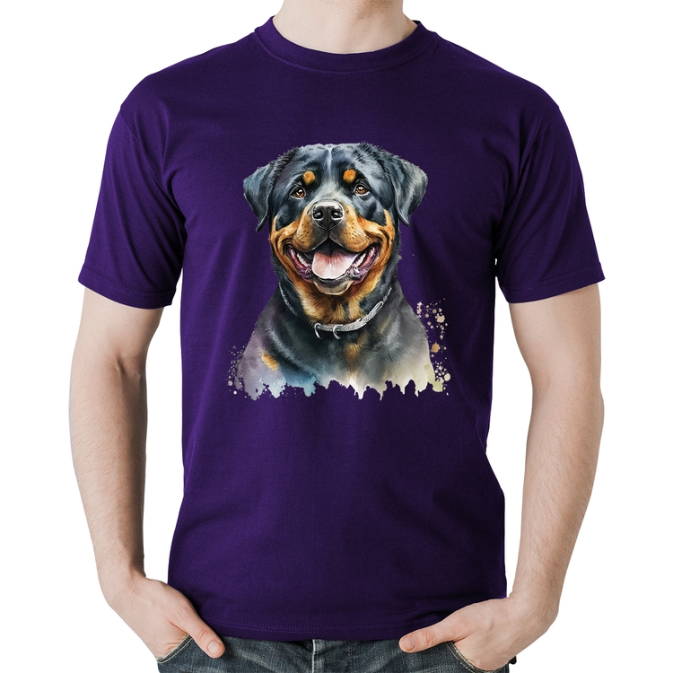 Camiseta Algodão Cachorro Rottweiler - Roxa