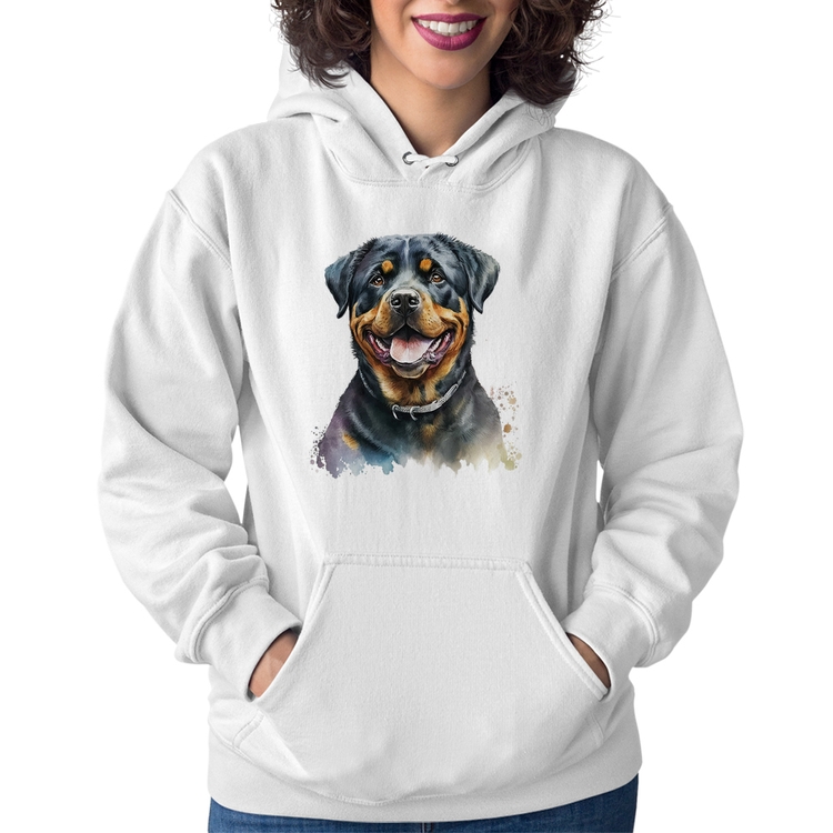 Moletom Feminino Cachorro Rottweiler - Branco