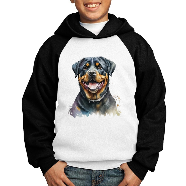 Moletom Infantil Cachorro Rottweiler - Branco/Preto