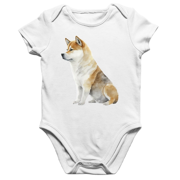 Body Bebê Algodão Cachorro Shiba Inu - Branco