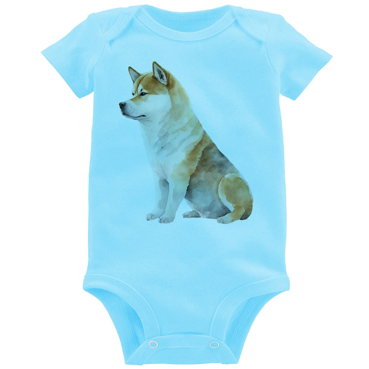 Body Bebê Cachorro Shiba Inu - Azul Bebê