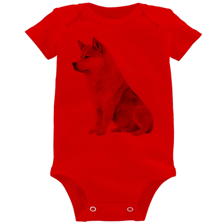 Body Bebê Cachorro Shiba Inu - Vermelho