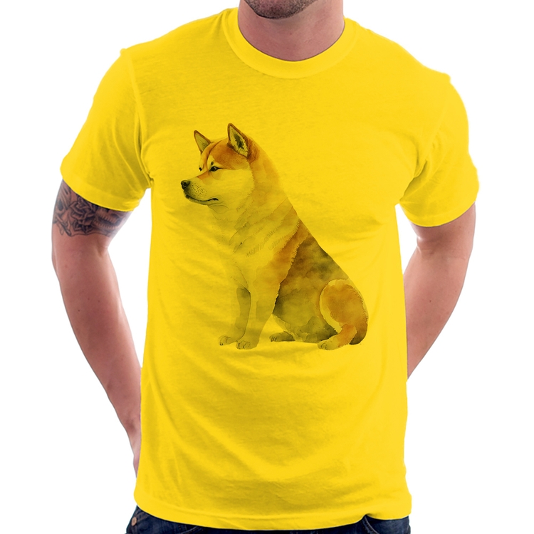 Camiseta Cachorro Shiba Inu - Amarela