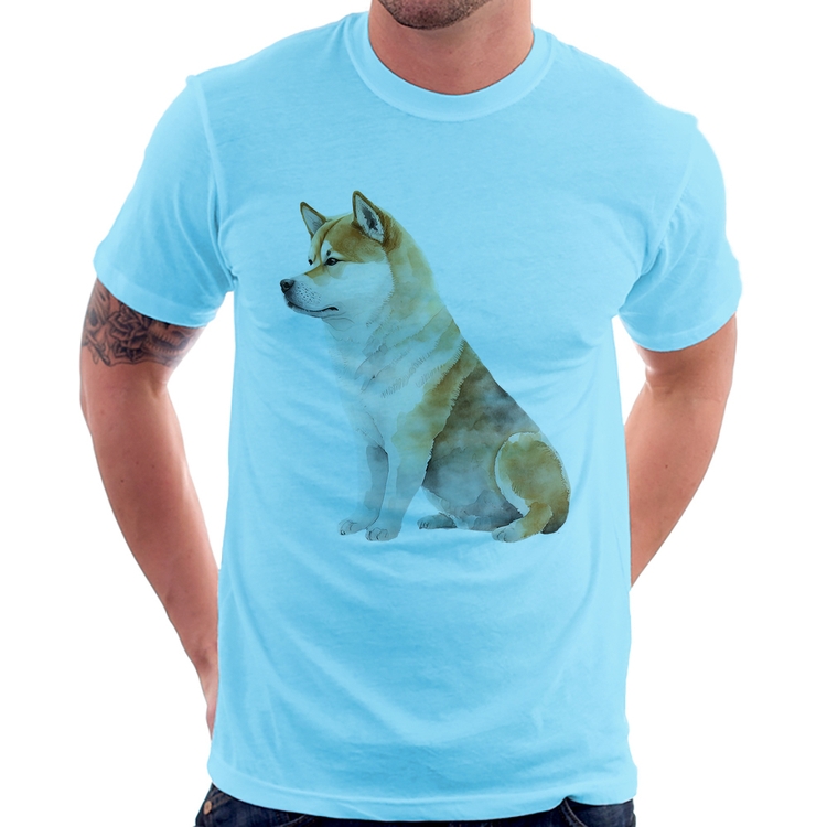 Camiseta Cachorro Shiba Inu - Azul Bebê