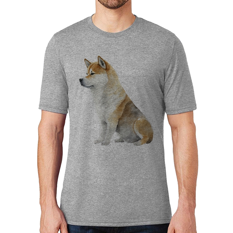 Camiseta Cachorro Shiba Inu - Cinza