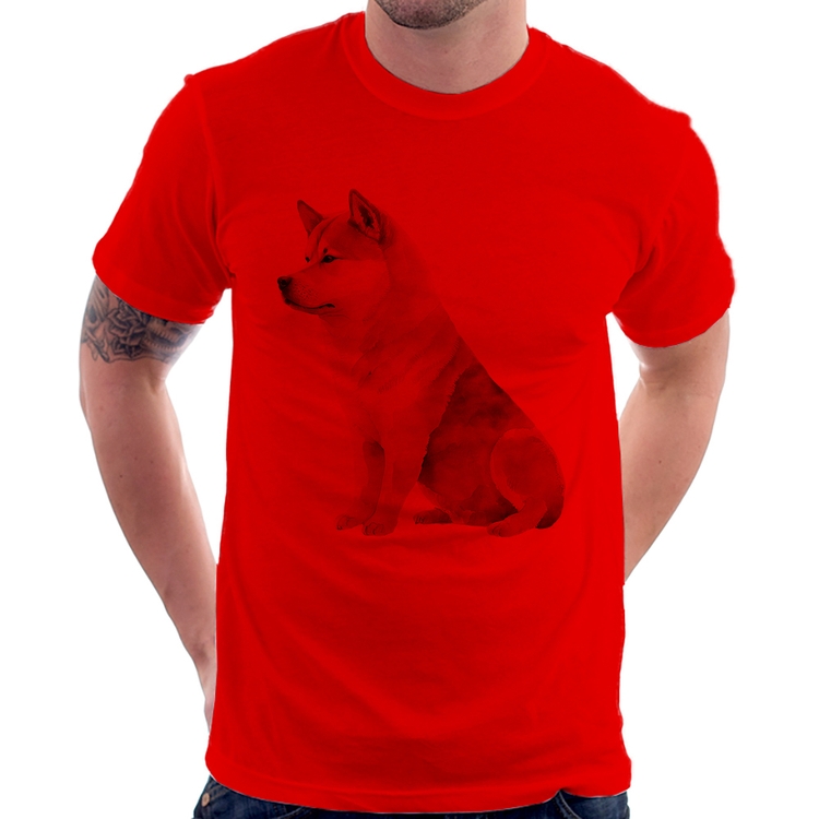 Camiseta Cachorro Shiba Inu - Vermelha