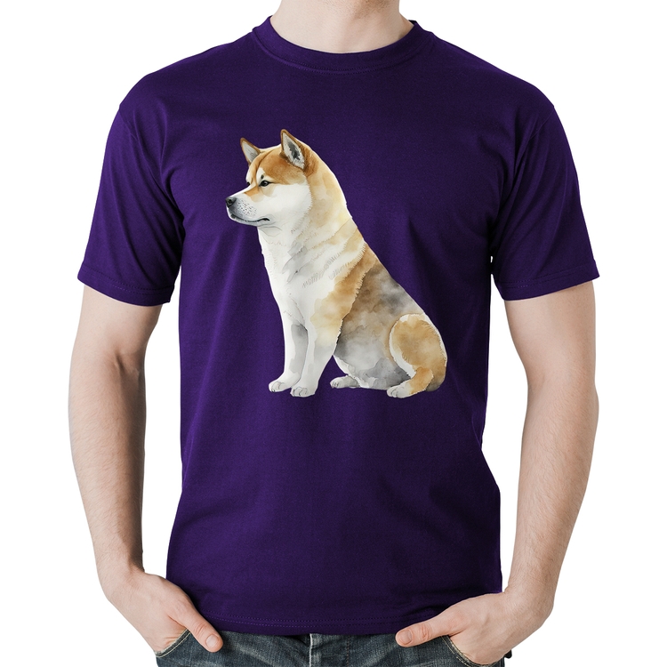 Camiseta Algodão Cachorro Shiba Inu - Roxa