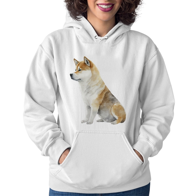 Moletom Feminino Cachorro Shiba Inu - Branco