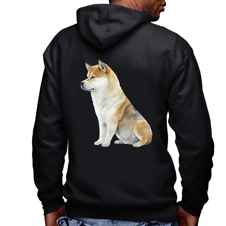 Blusa Moletom Cachorro Shiba Inu Masculina com Capuz e Zíper