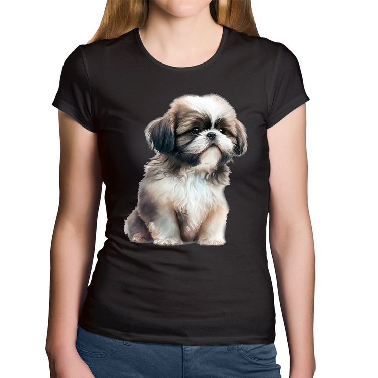 Baby Look Algodão Cachorro Shih Tzu Filhote