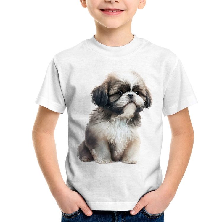 Camiseta Infantil Cachorro Shih Tzu Filhote