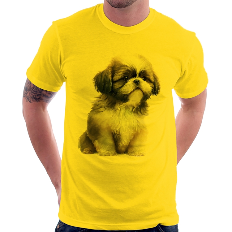 Camiseta Cachorro Shih Tzu Filhote - Amarela