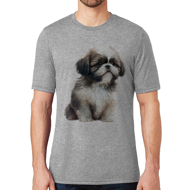 Camiseta Cachorro Shih Tzu Filhote - Cinza