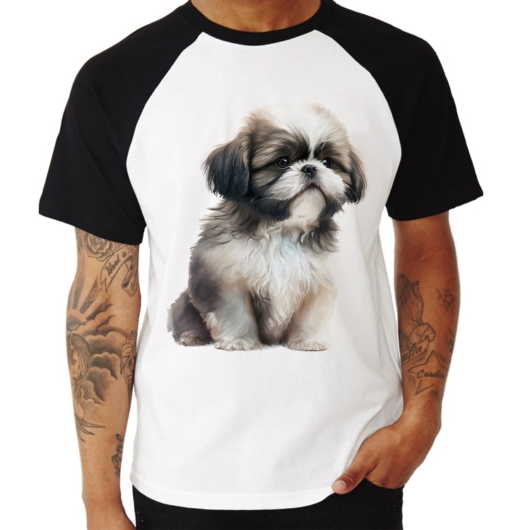 Camiseta Raglan Cachorro Shih Tzu Filhote