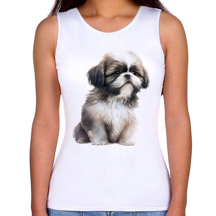 Regata Feminina Cachorro Shih Tzu Filhote
