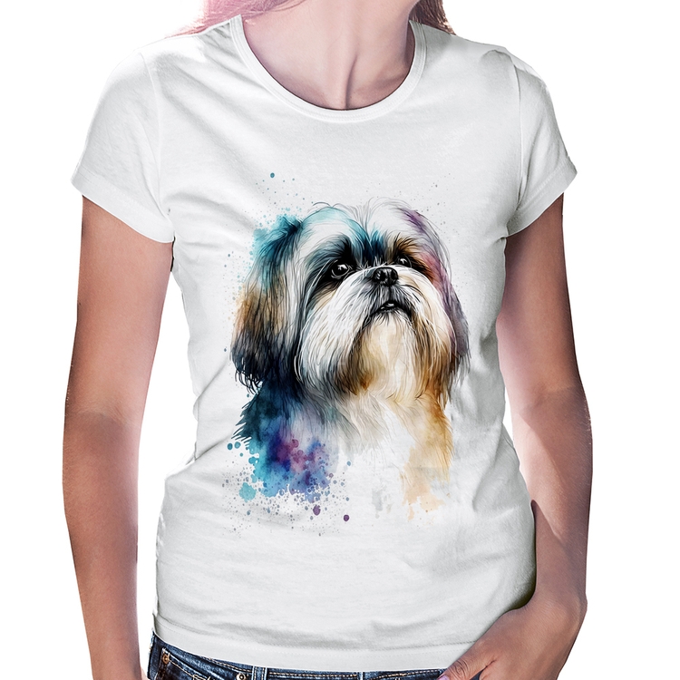 Baby Look Cachorro Shih Tzu Watercolor