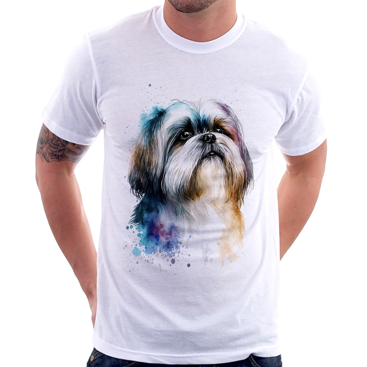 Camiseta Cachorro Shih Tzu Watercolor
