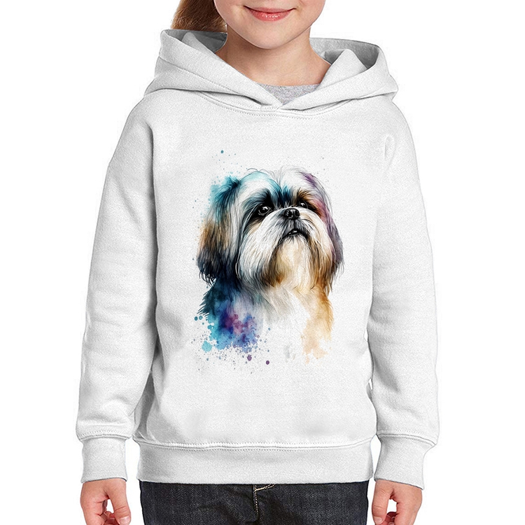 Moletom Infantil Cachorro Shih Tzu Watercolor