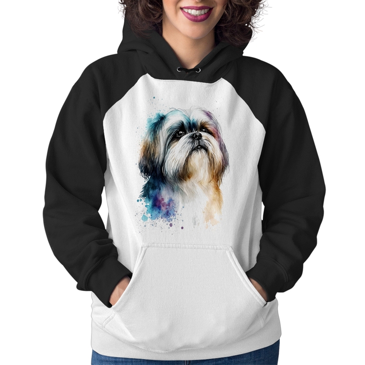 Moletom Feminino Cachorro Shih Tzu Watercolor