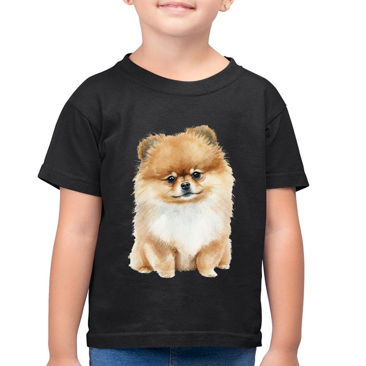 Camiseta Algodão Infantil Cachorro Spitz Alemão Lulu da pomerânia