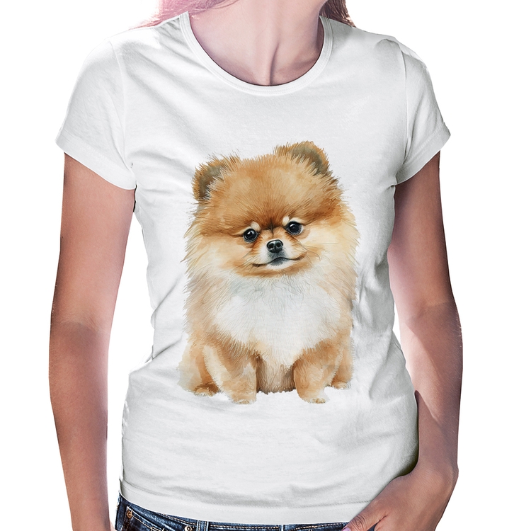 Baby Look Cachorro Spitz Alemão Lulu da pomerânia