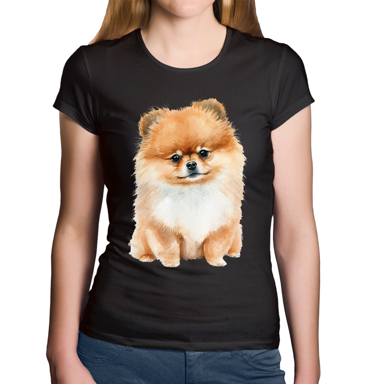 Baby Look Algodão Cachorro Spitz Alemão Lulu da pomerânia