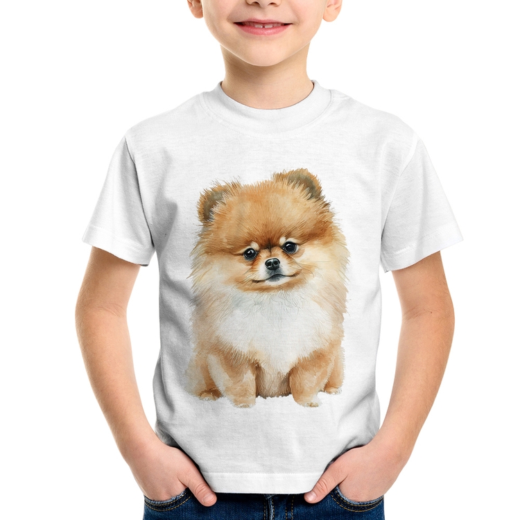 Camiseta Infantil Cachorro Spitz Alemão Lulu da pomerânia