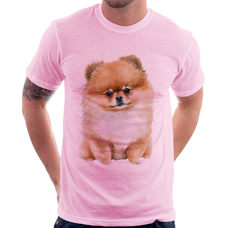 Camiseta Cachorro Spitz Alemão Lulu da pomerânia - Rosa Bebê