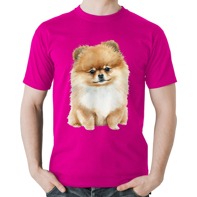 Camiseta Algodão Cachorro Spitz Alemão Lulu da pomerânia - Rosa
