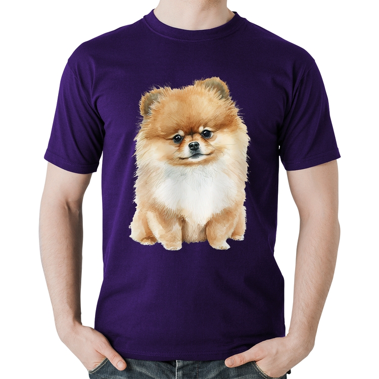 Camiseta Algodão Cachorro Spitz Alemão Lulu da pomerânia - Roxa
