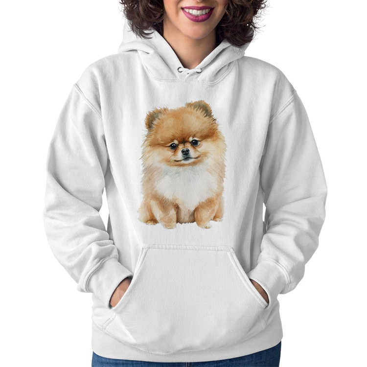 Moletom Feminino Cachorro Spitz Alemão Lulu da pomerânia - Branco