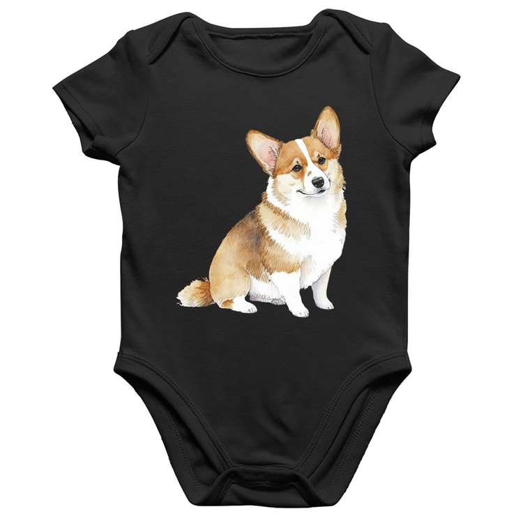 Body Bebê Algodão Cachorro Welsh Corgi Pembroke