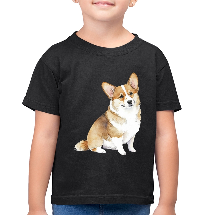 Camiseta Algodão Infantil Cachorro Welsh Corgi Pembroke