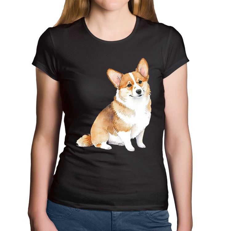 Baby Look Algodão Cachorro Welsh Corgi Pembroke