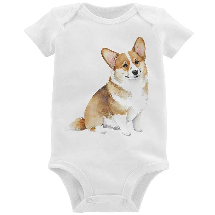Body Bebê Cachorro Welsh Corgi Pembroke