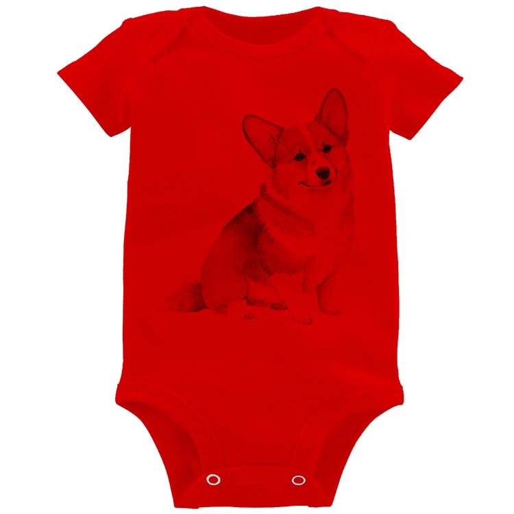 Body Bebê Cachorro Welsh Corgi Pembroke - Vermelho