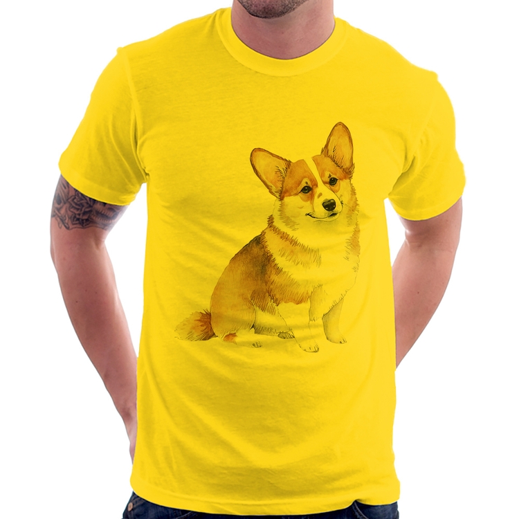 Camiseta Cachorro Welsh Corgi Pembroke - Amarela