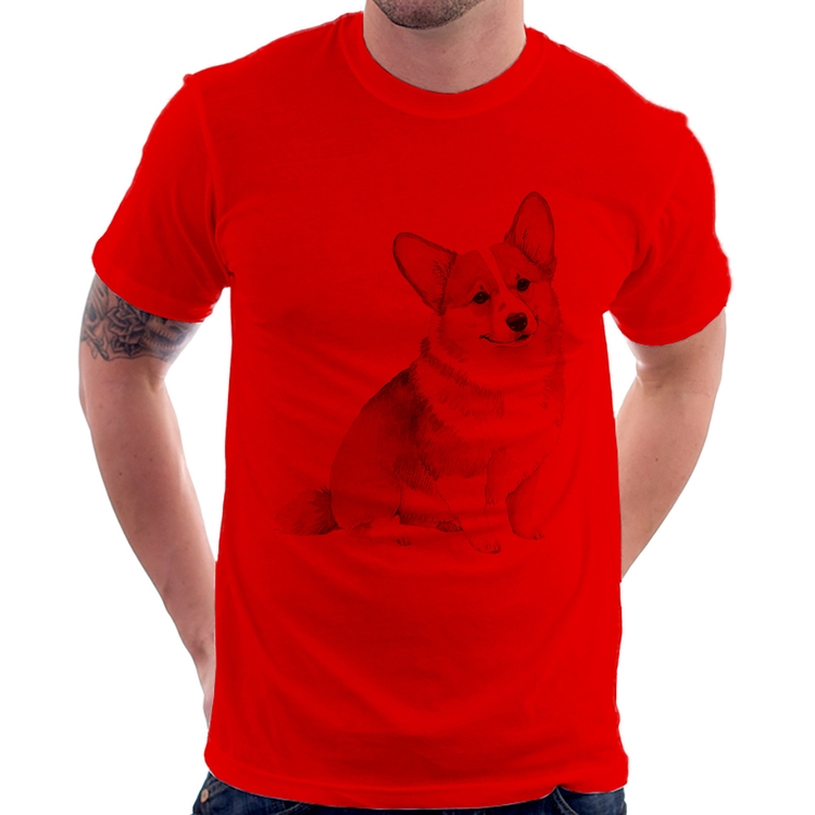 Camiseta Cachorro Welsh Corgi Pembroke - Vermelha